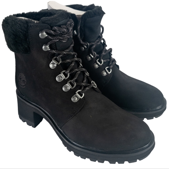 Timberland Kinsley Leather Ankle Boots Black Nubuck -10 - Picture 3 of 4